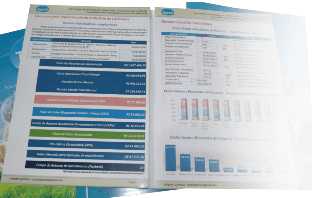 Viabilidade econômica e financeira para laticínios.